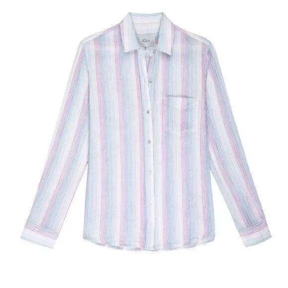 Rails Ellis Iris Gauze Long Sleeve Blouse Stripes Summer Medium - Picture 12 of 12